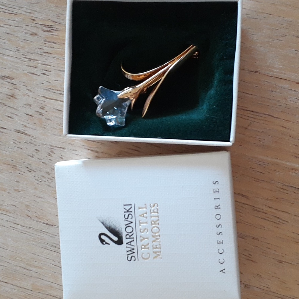Swarovski Swan Stamped Tulip Pin Brooch H99